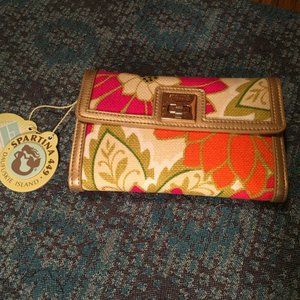 Spartina 449 Carson Cottage Cooper Crossbody Bold Floral Design Linen & Leather